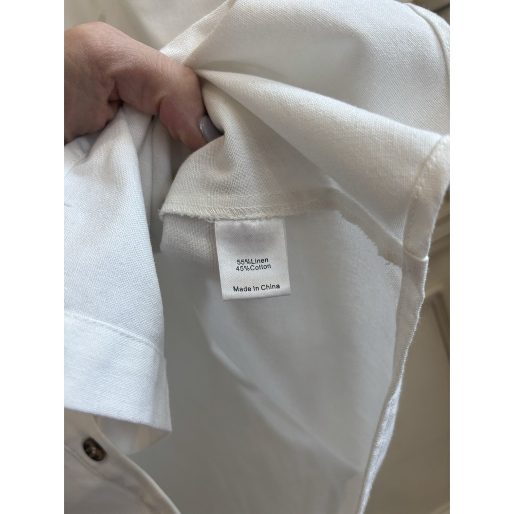 Tuckernuck Collared Linen Cotton Sleeveless Button Up XL White Summer - Picture 4 of 7